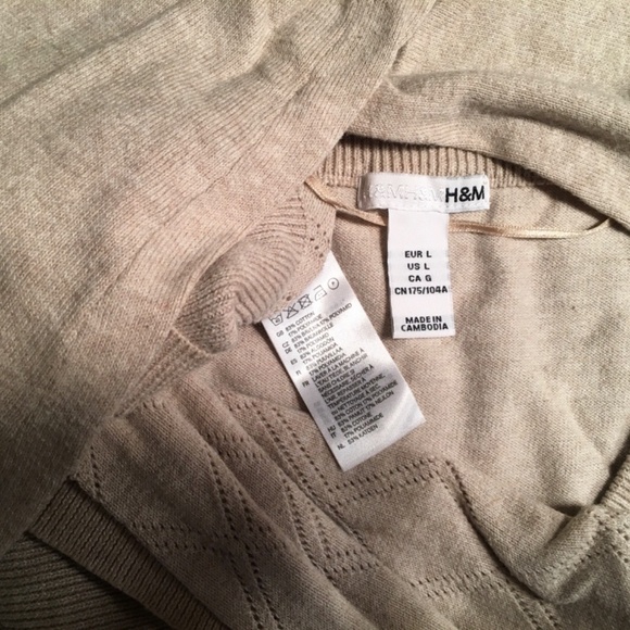 H & M Pullover V-neck sweater, SPRING SUMMER, Oatmeal BEIGE, Women’s Large - Picture 3 of 8